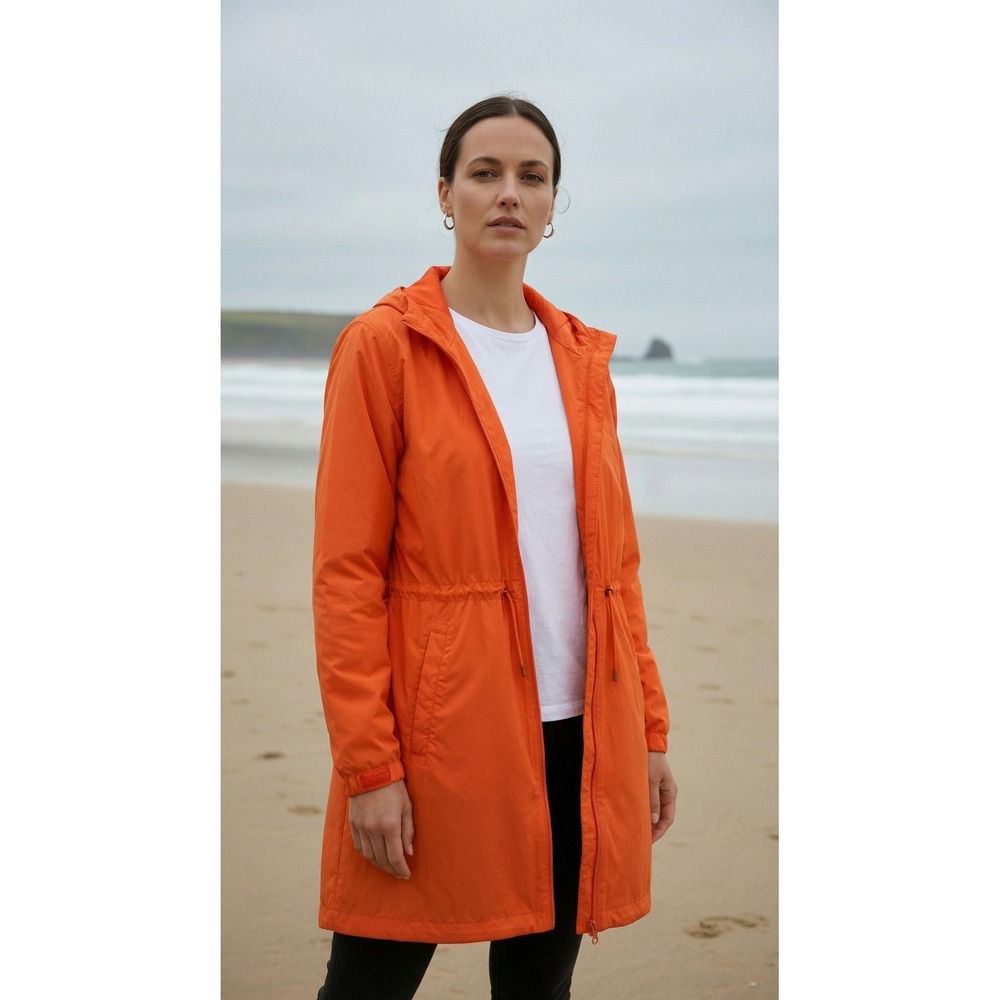 Orange Old Navy Zip Jacket Drawstring Lightweight Mid-Length Nylon Hooded